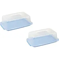 Sunware 2x stuks vershouddozen/voedsel bewaardozen transparant/blauw 3,75 liter - Cakedozen/vershouddozen/voedsel bewaardozen