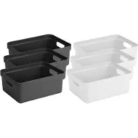 Sunware Set van 6x stuks opbergboxen/opbergmanden 24 liter kunststof antraciet en wit - Formaat per box: 45,3 x 35,4 x 18,3 cm