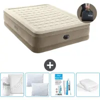 Intex Luchtbed - 2-Persoons - 152 x 203 x 46 cm - Beige - Inclusief pomp - Hoeslaken - Kussen - Kussenbeschermer en Reparatieset