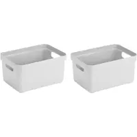 Sunware Opbergbox Sigma - 8x - kunststof - wit - 13 liter - Opbergbakken/opbergers - 35 x 25 x 18 cm