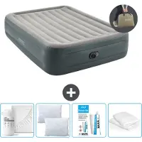 Intex Luchtbed - 2-Persoons - 152 x 203 x 46 cm - Grijs - Inclusief pomp - Hoeslaken - Kussen - Kussenbeschermer en Reparatieset