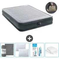 Intex Luchtbed - 2-Persoons - 152 x 203 x 33 cm - Grijs - Inclusief pomp - Hoeslaken - Kussen - Kussenbeschermer en Reparatieset