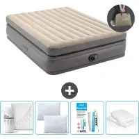 Intex Luchtbed - 2-Persoons - 152 x 203 x 51 cm - Grijs - Inclusief pomp - Hoeslaken - Kussen - Kussenbeschermer en Reparatieset