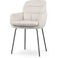 Nolon Nora-Mia Eetkamerstoel Beige - met Armleuning - Stof - Zwart Onderstel
