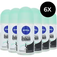Nivea Black & White Invisible Fresh Deo Roller - 6 x 50 ml