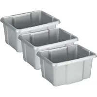 Sunware Opslagbox Nesta - 3x - kunststof - 24L - grijs - 42 x 33 x 22 cm - stapelbaar