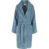 Casilin - Badjas Teddy voor Dames en Heren - Maat L - Voor Volwassen - Met riem - Badstof, Fleece, Katoen - Absorberend - Wasmachinebestendig - Jeans, Blauw