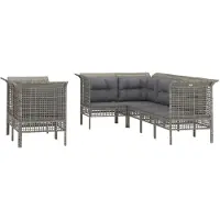 vidaXL 7-delige loungeset voor de tuin met kussens, grijs, van polyrotan