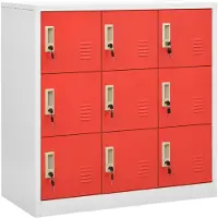 vidaXL Lockerkast 90x45x92,5 cm staal lichtgrijs en rood