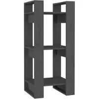 vidaXL Boekenkast/kamerscherm 41x35x91 cm massief grenenhout grijs