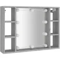 vidaXL Spiegelkast met LED-verlichting 76x15x55 cm grijs sonoma eiken