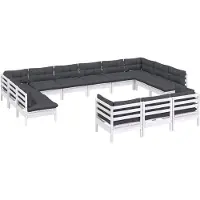 vidaXL 13-delige loungeset voor de tuin met kussens, wit, van grenenhout