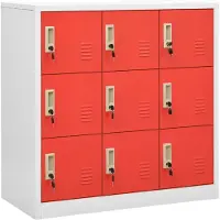 vidaXL Lockerkasten 2 st 90x45x92,5 cm staal lichtgrijs en rood