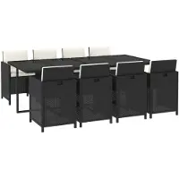 vidaXL 9-delige Tuinset met kussens poly rattan zwart