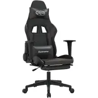 vidaXL Gaming stoel met voetsteun, zwart en grijs, kunstleer