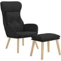 vidaXL Relaxstoel met voetenbank stof zwart