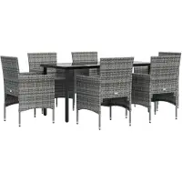 vidaXL 7-delige Tuinset met kussens grijs en zwart