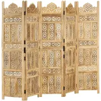 vidaXL Kamerscherm 5 panelen handgesneden 200x165 cm massief mangohout