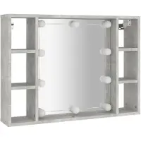 vidaXL Spiegelkast met LED-verlichting 76x15x55 cm betongrijs