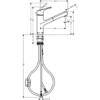 Hansgrohe Focus M43 - Keukenkraan met uittrekbare vuistdouche, chroom 71842000
