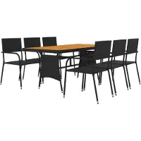 vidaXL 7-delige tuinset, polyrotan, zwart