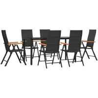 vidaXL 7-delige tuinset, zwart en bruin, van polyrotan