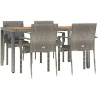 vidaXL 5-delige tuinset met kussens, grijs, polyrotan