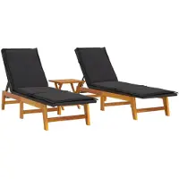 vidaXL 3-delige Loungeset poly rattan en massief acaciahout