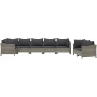 vidaXL 8-delige loungeset voor de tuin met kussens, grijs, polyrotan