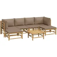 vidaXL 7-delige Loungeset met kussens bamboe taupe