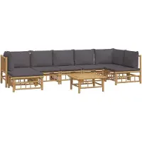 vidaXL 8-delige Loungeset met kussens bamboe donkergrijs