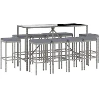 vidaXL 11-delige loungeset voor de tuin met kussens, grijs, polyrotan