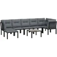 vidaXL 8-delige Loungeset poly rattan zwart en grijs