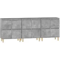 vidaXL Dressoirs 3 st 60x35x70 cm bewerkt hout betongrijs