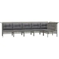vidaXL 6-delige loungeset voor de tuin met kussens, grijs, polyrotan