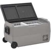 vidaXL Koelbox met wielen en adapter 36 L PP en PE zwart en grijs