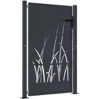 vidaXL Poort 100x150 cm met grasontwerp staal antracietkleurig