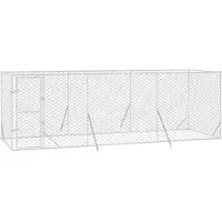 vidaXL Hondenkennel voor buiten 6x2x2 m gegalvaniseerd staal zilver