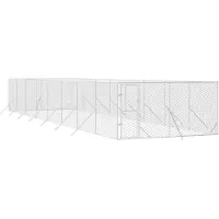 vidaXL Hondenkennel voor buiten 4x16x2 m gegalvaniseerd staal zilver