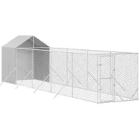 vidaXL Hondenkennel met dak 2x10x2,5 m gegalvaniseerd staal zilver