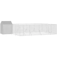 vidaXL Hondenkennel met dak 10x6x2,5 m gegalvaniseerd staal zilver