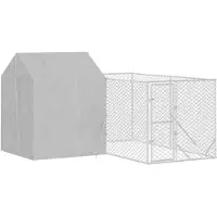 vidaXL Hondenkennel met dak 4x4x2,5 m gegalvaniseerd staal zilver
