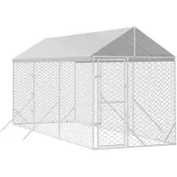 vidaXL Hondenkennel met dak 2x6x2,5 m gegalvaniseerd staal zilver