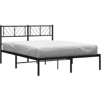 vidaXL Bedframe met hoofdbord metaal zwart 135x190 cm