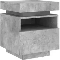 vidaXL Nachtkastje met LED-verlichting 40x39x48,5 cm betongrijs