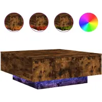 vidaXL Salontafel met LED-verlichting, gerookt eikenhout, 80x80x31 cm