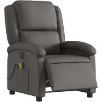 vidaXL Massagestoel verstelbaar elektrisch echt leer grijs