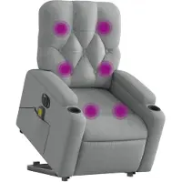 vidaXL Sta-op-massagestoel elektrisch verstelbaar stof lichtgrijs