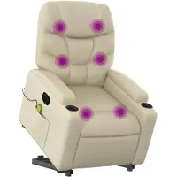 vidaXL Sta-op-massagestoel elektrisch kunstleer crèmekleurig
