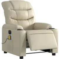 vidaXL Massagestoel verstelbaar elektrisch kunstleer crèmekleurig